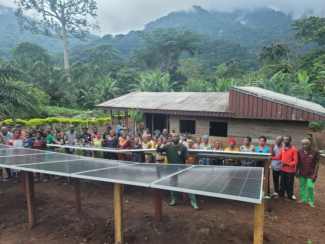 One of the Cameroon villages with their brand new solar panels. 